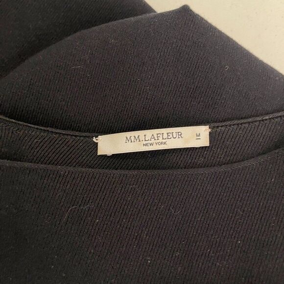 MM Lafleur T-Shirt Women's Medium Rib Knit Long Sleeve Minimal Black Top - Picture 6 of 9